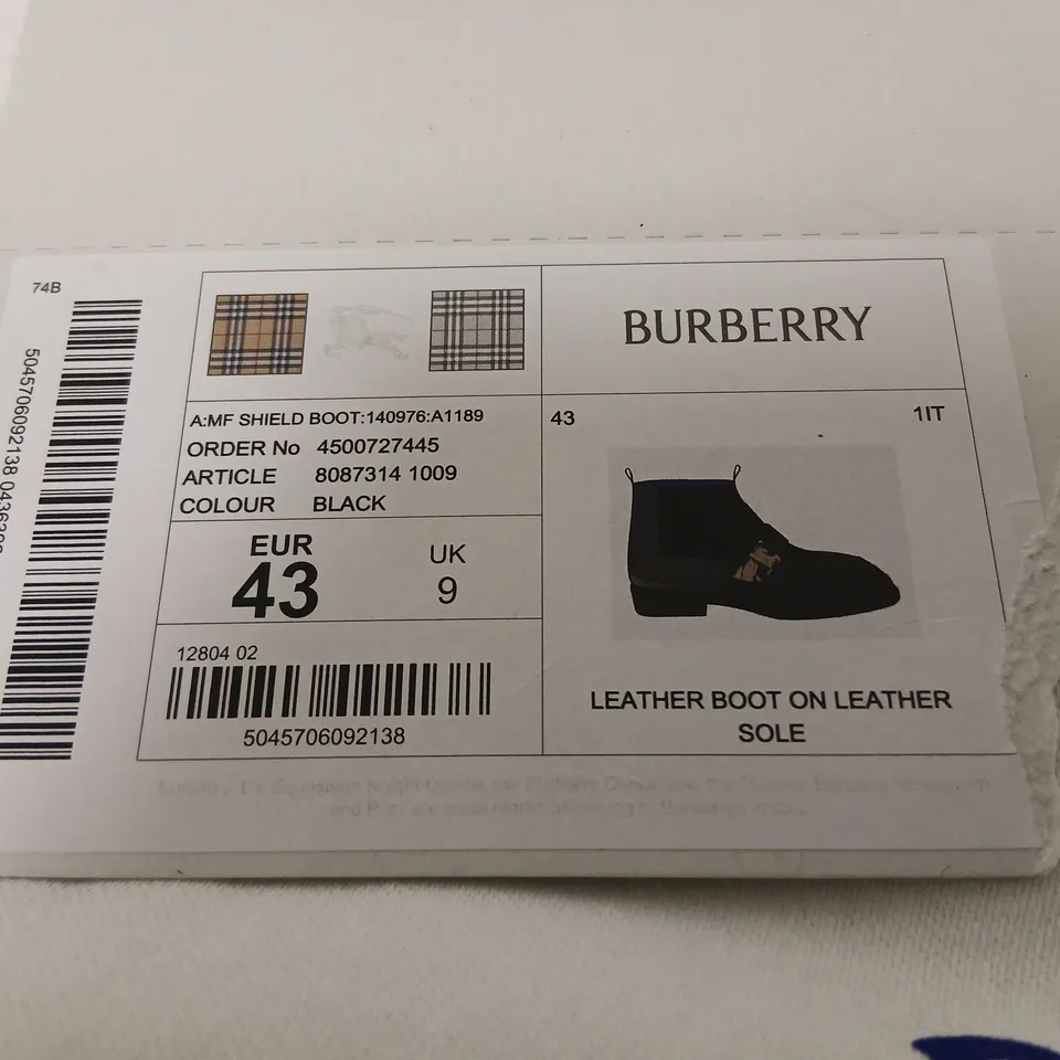 BURBERRY BLACK LEATHER BOOTS – MEN’S, UK 9 (EU 43)
