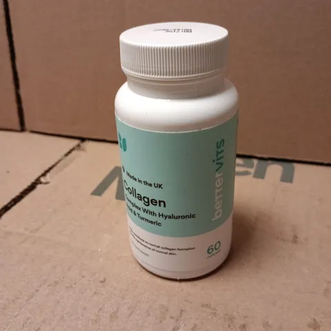 COLLAGEN COMPLEX SUPPLEMENT WITH HYALURONIC ACID & TURMERIC - 60 CAPSULES - MADE IN THE UK