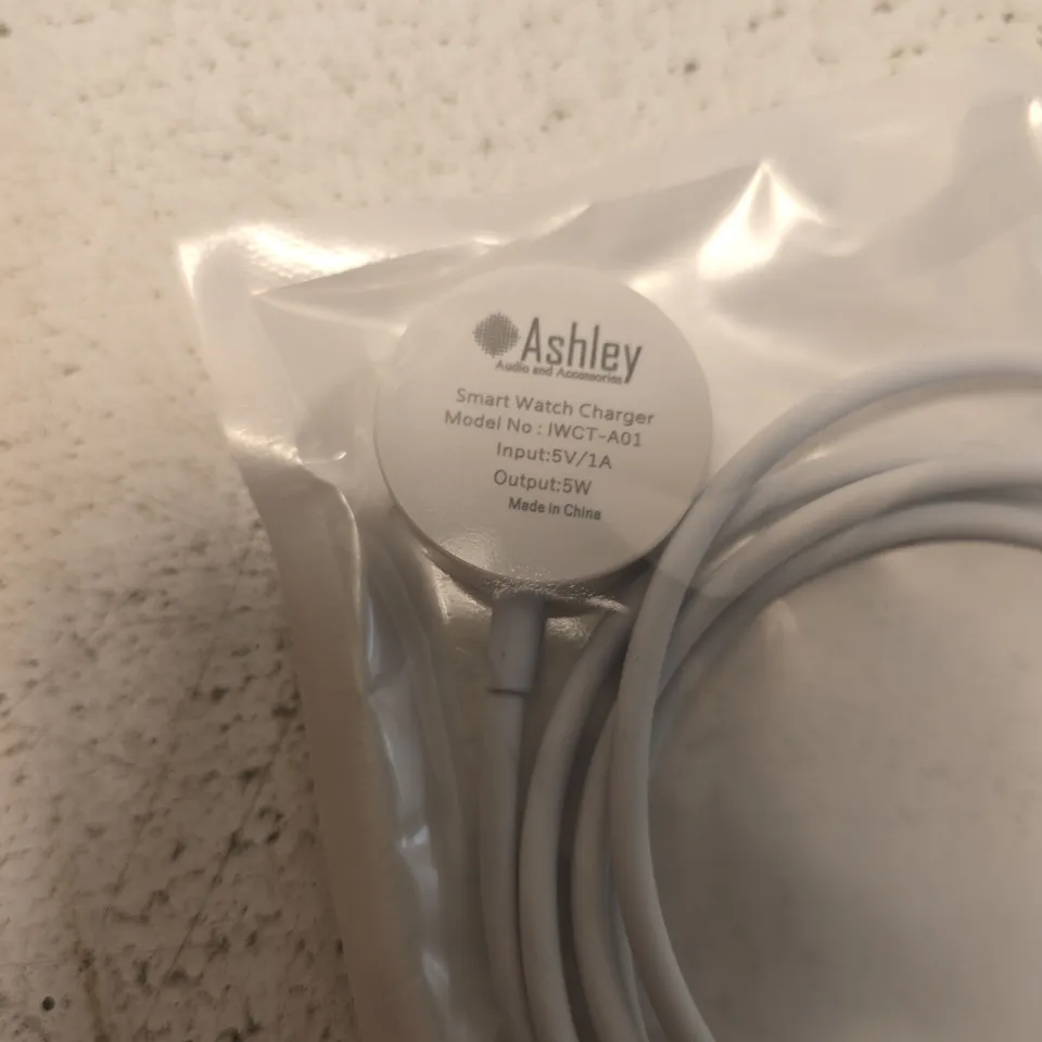 BOX OF APPROXIMATELY 40 ASHLEY SMART WATCH CHARGER IWCT-A01 – 5W, USB POWER CABLE INCLUDED