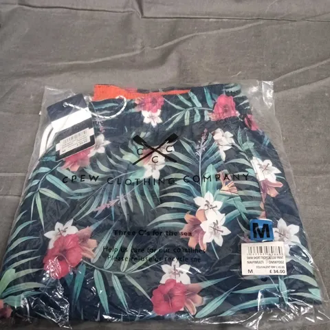  CREW CLOTHING COMPANY MEN'S SWIM SHORTS – NAVY/MULTI TROPICAL LEAF PRINT UK M 