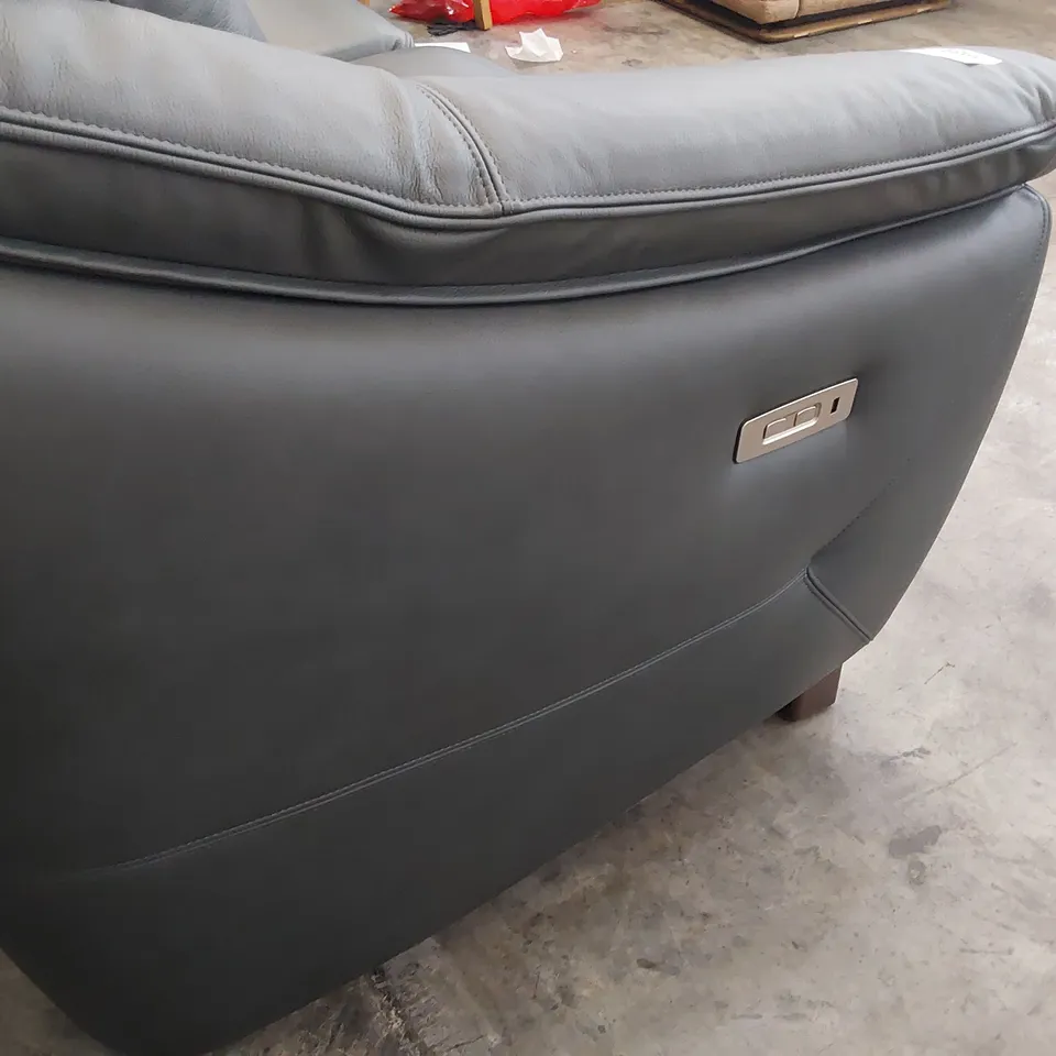 QUALITY BRITISH DESIGNER G PLAN JACKSON POWER RECLINING THREE SEATER SOFA CAMBRIDGE PETROL BLUE LEATHER 