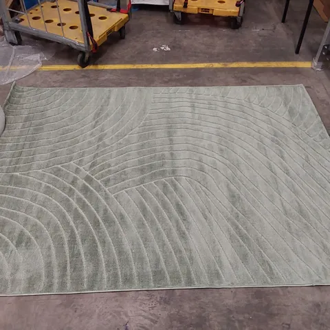 MAZE MODERN MACHINE MADE GREEN RUG // 220 X 160CM