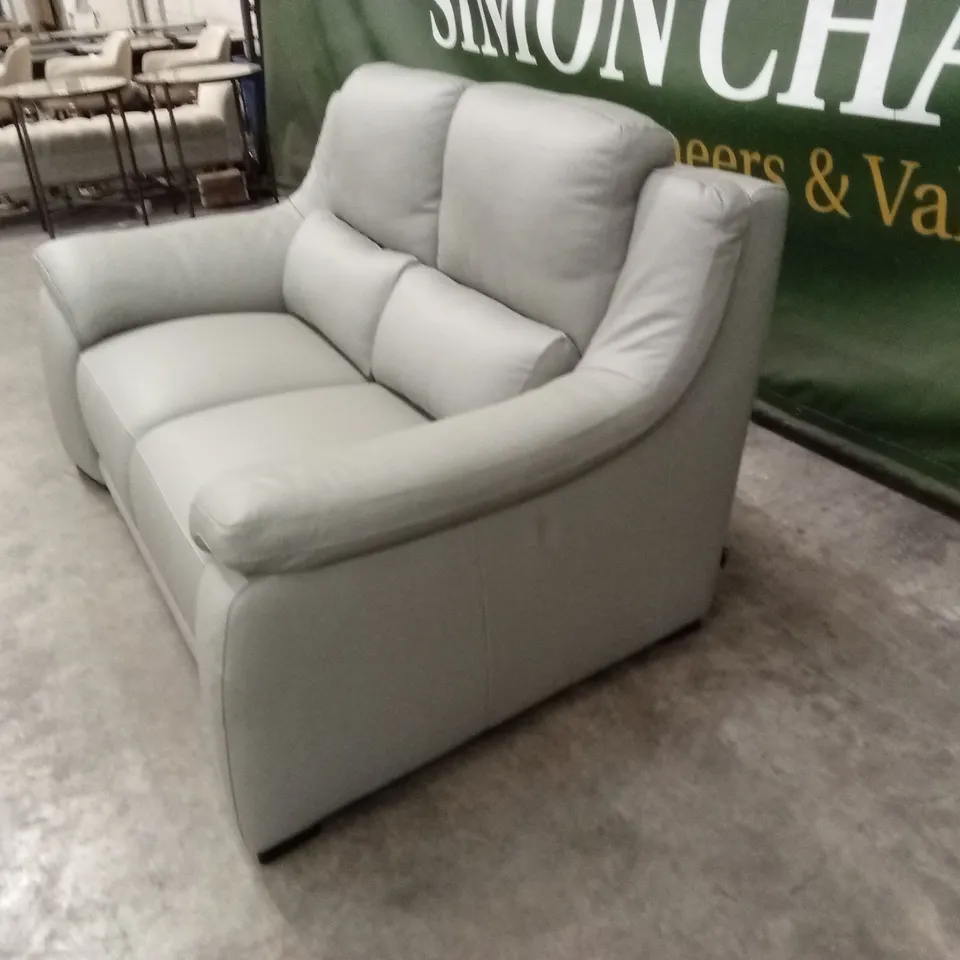 QUALITY DESIGNER ITALIAN MADE DEGANO 2 SEATER LEATHER SOFA - LIGHT GREY