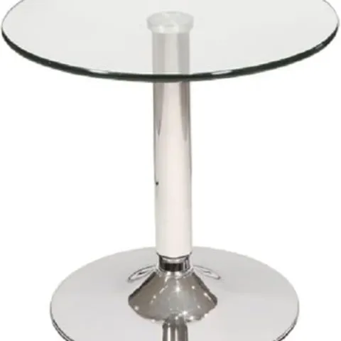 BRAND NEW BOXED BELIZE CLEAR GLASS BISTRO SIDE TABLE (1 BOX)