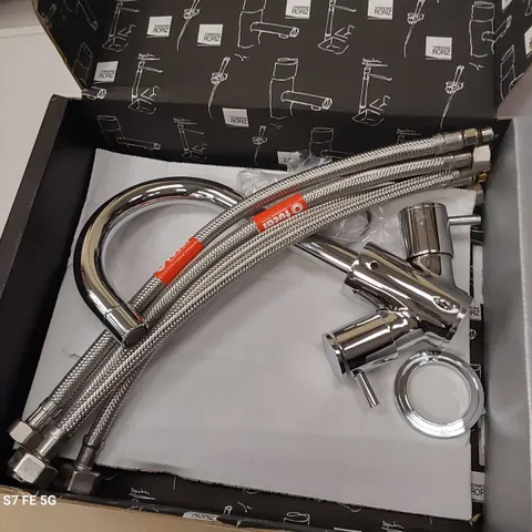 BOXED DESIGNER AVOLA MONOBLOCK BASIN TAP CHROME