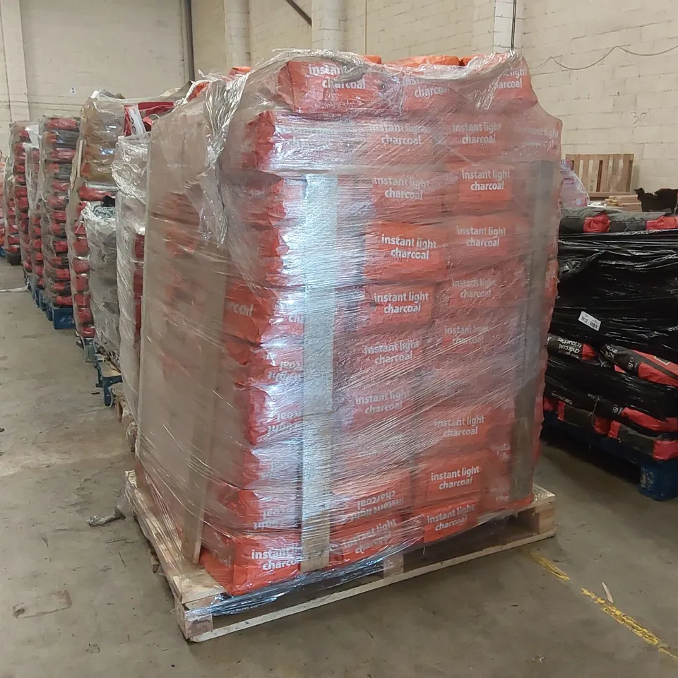 PALLET CONTAINING A LARGE QUANTITY OF CHARCOAL BRIQUETTE BAGS 