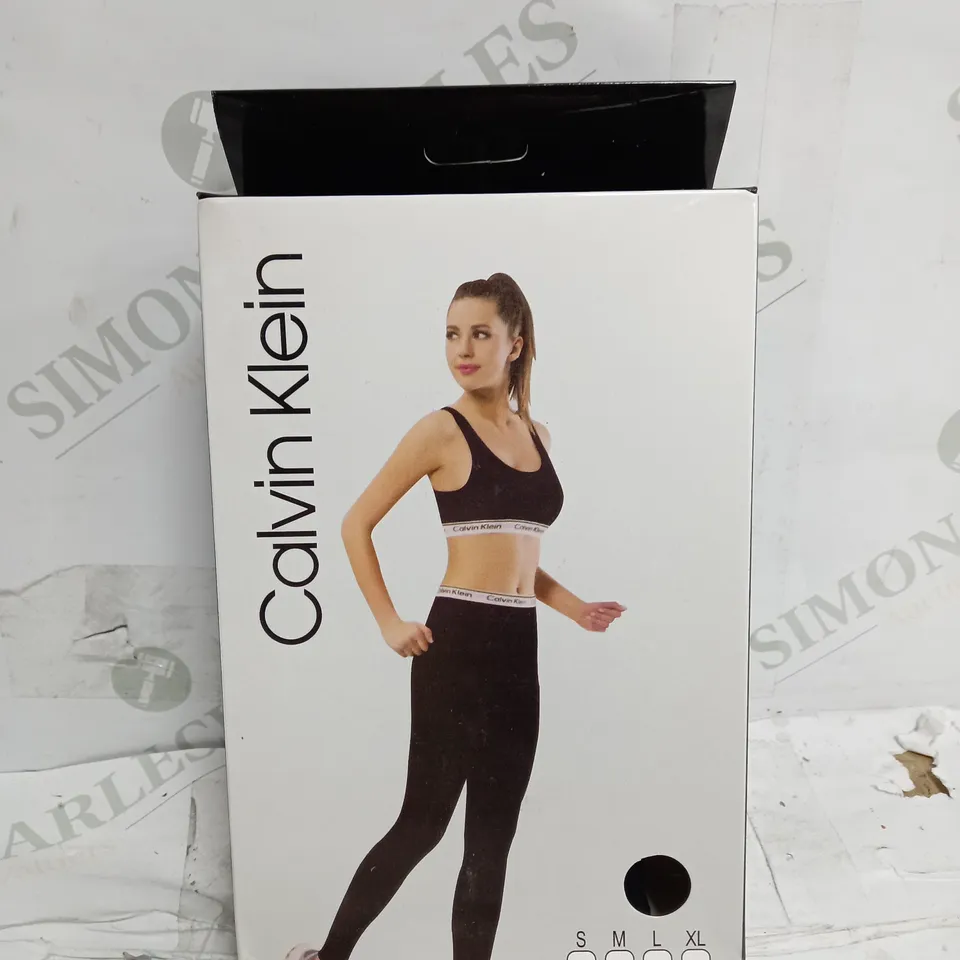 CALVIN KLEIN WOMENS SPORTS BRA & LEGGINGS SET - SIZE LARGE