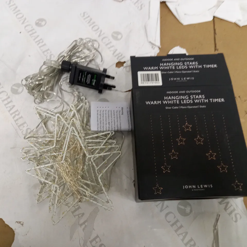 HANGING STARS WARM WHITE LEDS WITH TIMER 