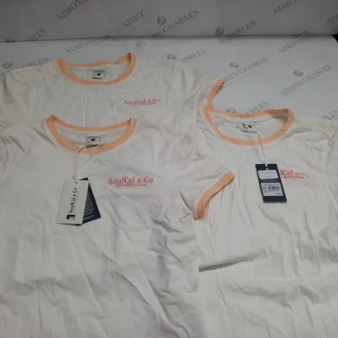LOT OF 3 SOULCAL LOGO WHITE T-SHIRTS - VARIOUS SIZES