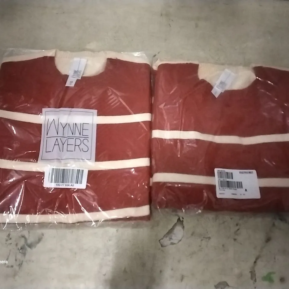  BOX OF 26 WYNEE LAYERS RED & WHITE SWEATERS SIZE 16 × LARGE, 10 × XS