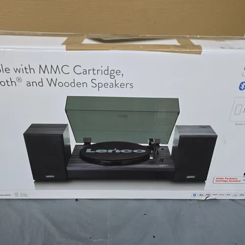 LENCO LS-300BK TURNTABLE WITH MMC CARTRIDGE, BLUETOOTH & WOODEN SPEAKERS