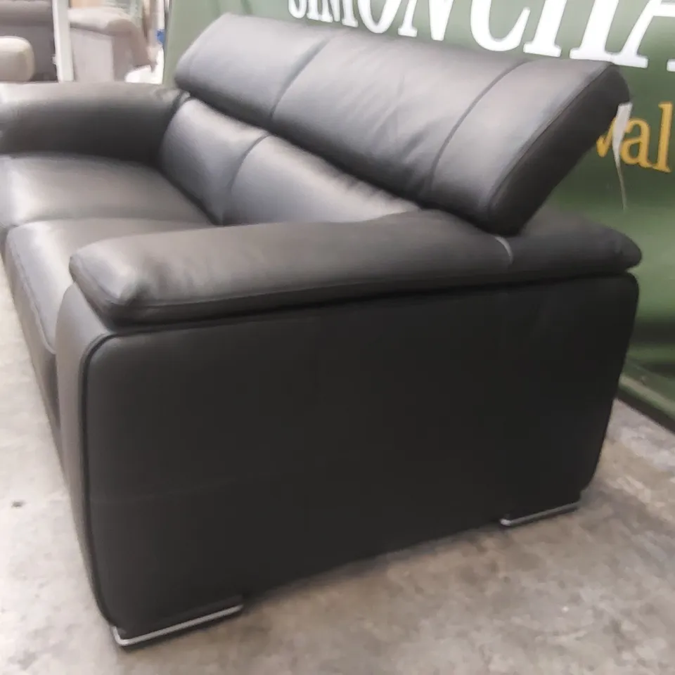 QUALITY DESIGNER ITALIAN MADE LEATHER MELO 4 SEATER SOFA - BLACK