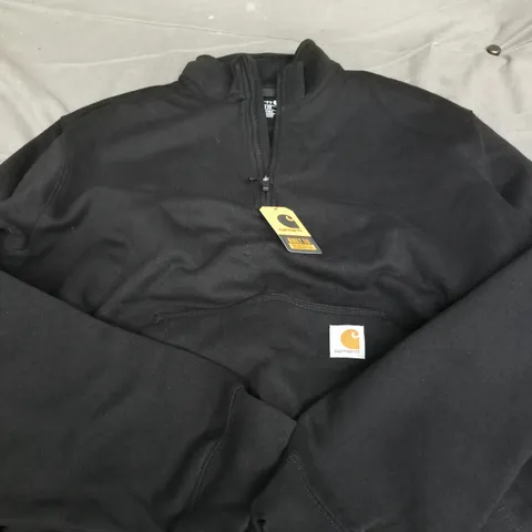 CARHARTT LOOSE FIT MIDWEIGHT QUARTER-ZIP MOCK-NECK SWEATSHIRT – MEN'S UK LARGE, BLACK