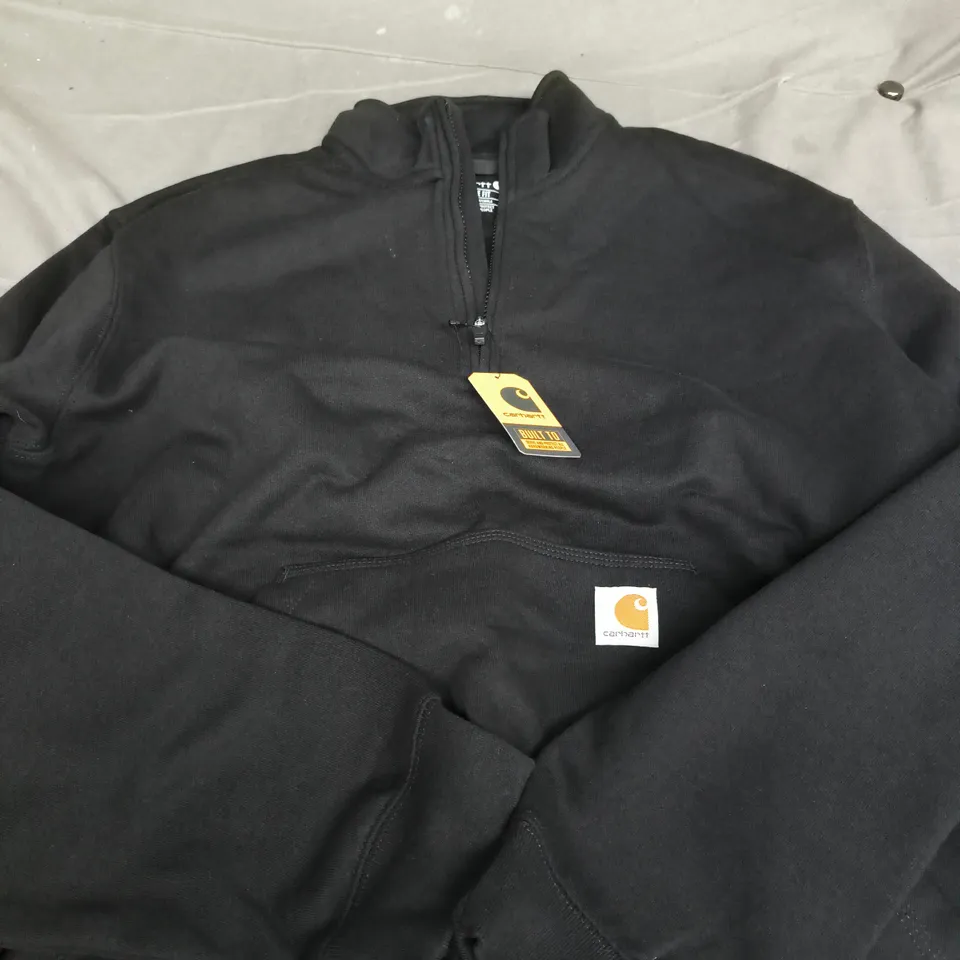 CARHARTT LOOSE FIT MIDWEIGHT QUARTER-ZIP MOCK-NECK SWEATSHIRT – MEN'S UK LARGE, BLACK