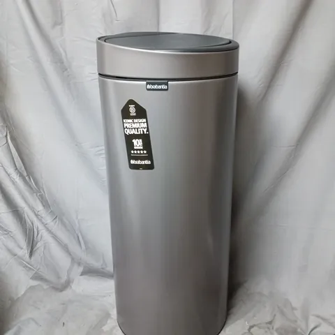 BOXED BRABANTIA 30-LITRE TOUCH BIN IN PLATINUM