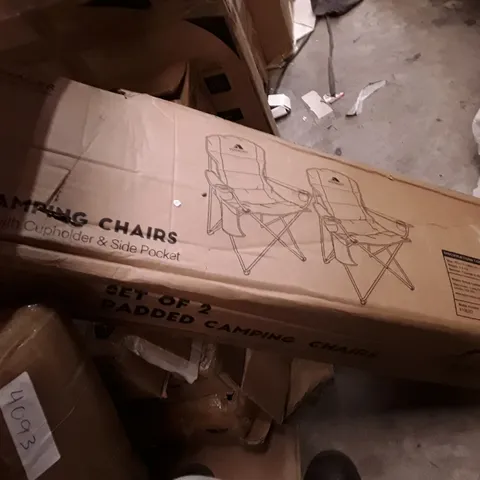 BOXED KEPLIN VOYAGER PADDED CAMPING CHAIRS WITH CUP HOLDER AND SIDE POCKETS 