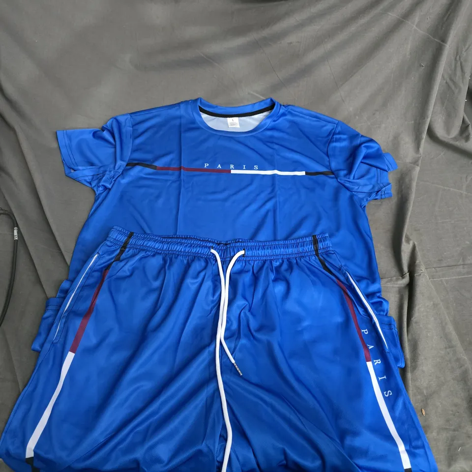 BLUE PARIS BRANDING SPORTS T-SHIRT & SHORTS SET