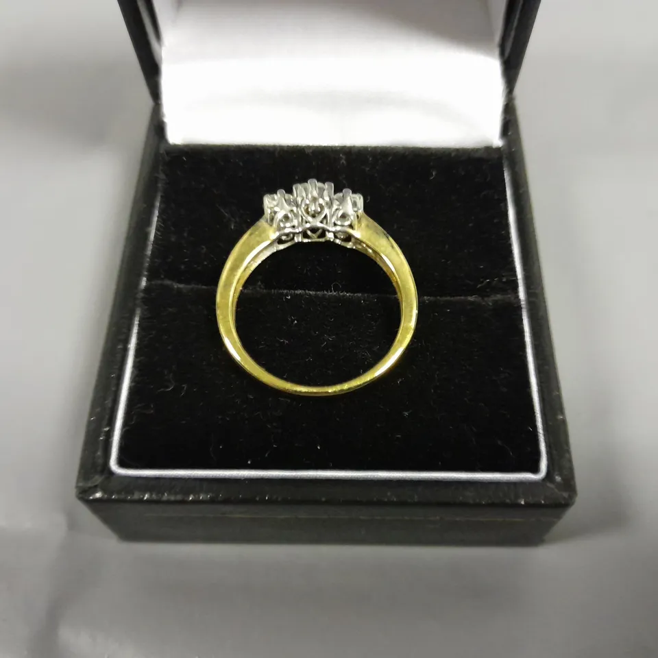 9CT GOLD FLOWER CLUSTER RING SET WITH NATURAL DIAMONDS