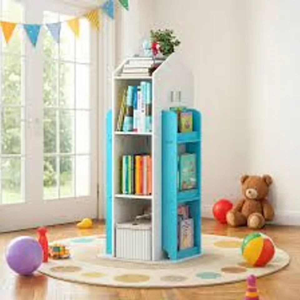 BOXED NEO HOUSE SHAPED 360 ROTATING KID'S FREESTANDING BOOKSHELF