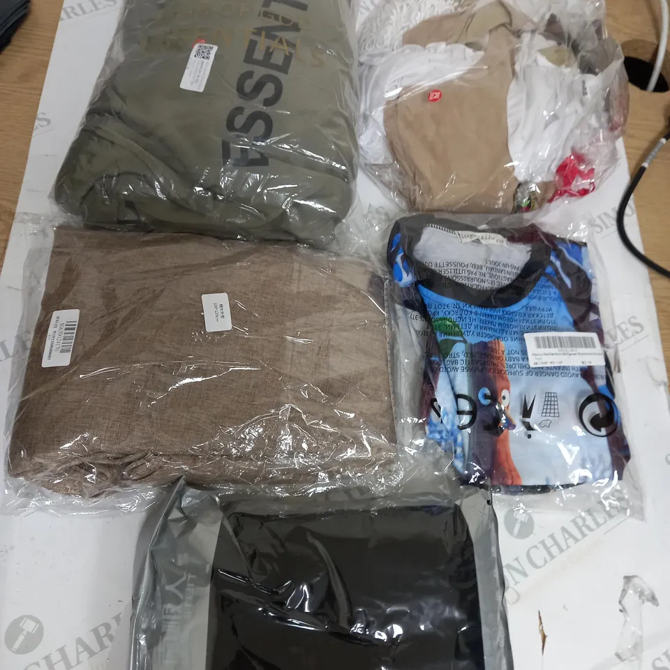 BOX OF APPROX. 50 ASSORTED CLOTHING VARYING IN SIZE/COLOUR/STYLE TO INCLUDE:  TOPS, TROUSERS, JUMPERS