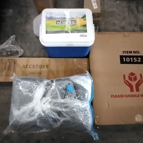 PALLET OF ASSORTED ITEMS INCLUDING ATLANTIC COOLER, ACCSTORE DRYING RACK, PIPISHELL TOILET SEAT, TINY BREAK CHAIR PAD, THE ASTONISHINGLY COMFORTABLE CUSHION