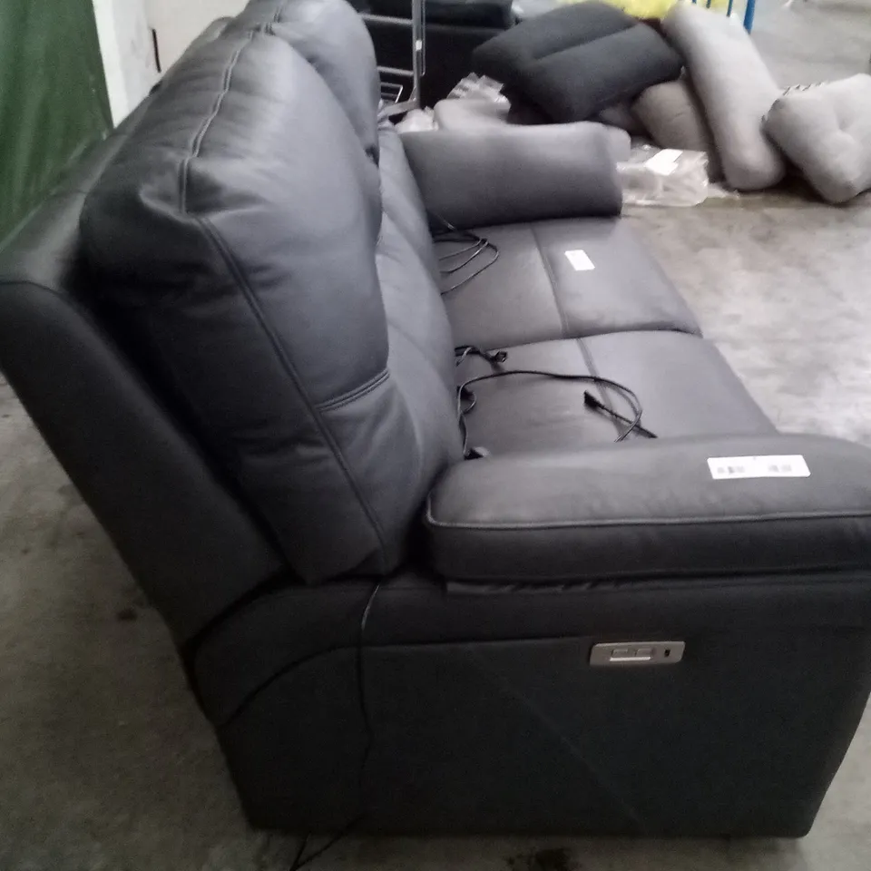 DESIGNER G PLAN SEATTLE 2.5 SEATER ELECTRIC RECLINER DBL SOFA - CAMBRIDGE PETROL BLUE LEATHER 