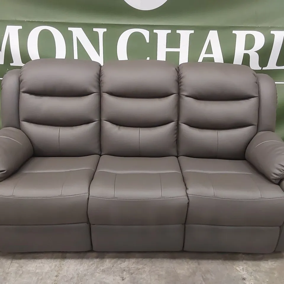 ROTHBURY LUXURY FAUX LEATHER HIGH BACK  3 SEATER MANUAL RECLINER SOFA - CHARCOAL  RRP £729