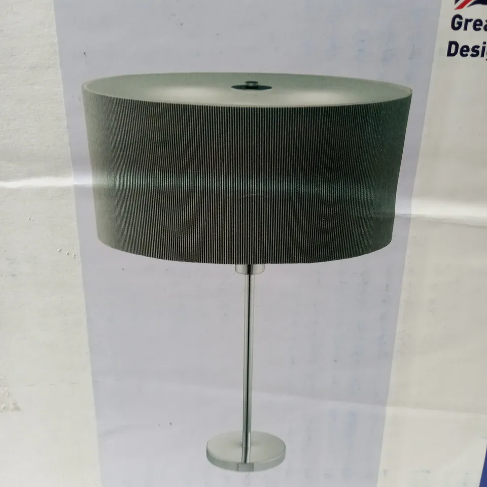 BOXED SEARCHLIGHT DRUM PLEAT 2 LIGHT TABLE LAMP