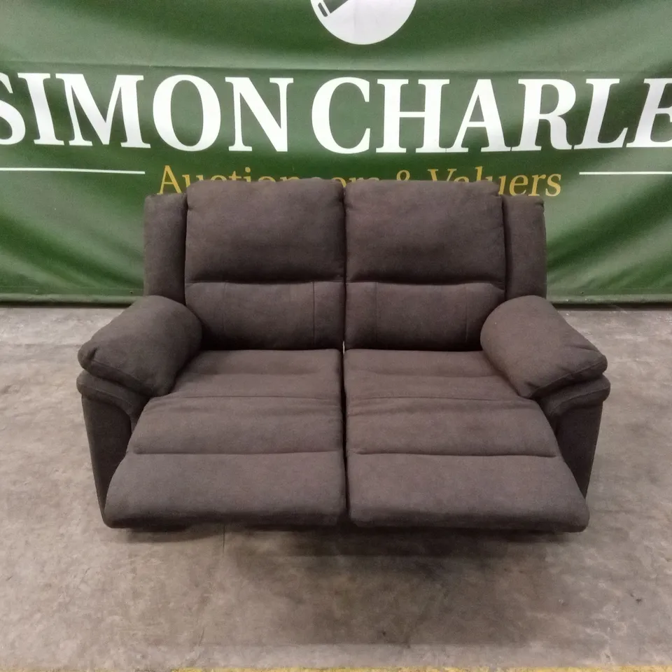 ALBION FABRIC 2 SEATER HIGH BACK MANUAL RECLINER SOFA - CHARCOAL RRP £579