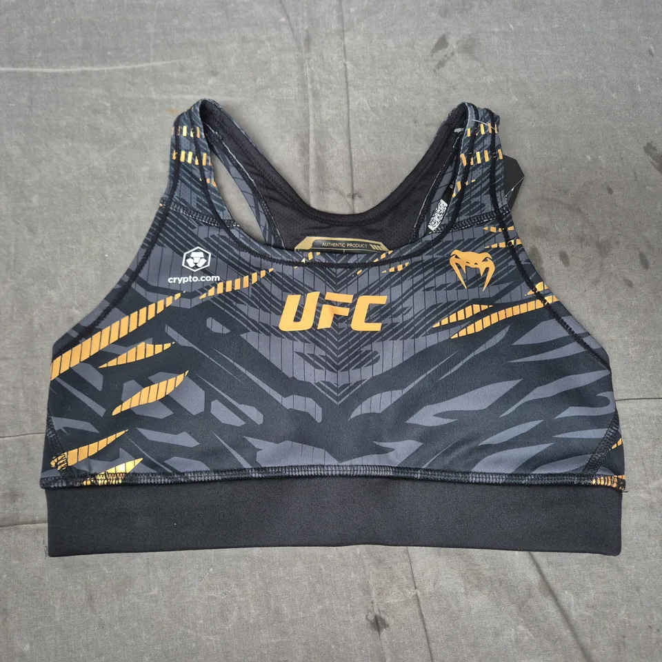 UFC FUSION BY VENUM - AUTHENTIC FIGHT NIGHT SPORT BRA, BLACK/GOLD, SIZE S