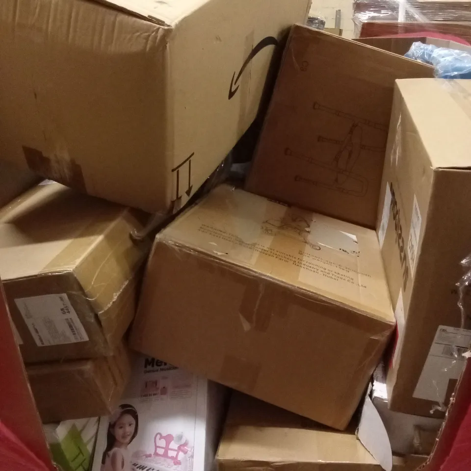 PALLET OF ASSORTED HOUSEHOLD GOODS AND PRODUCTS TO INCLUDE; CHILDREN'S TOY, PRAM, RAISED TOILET SEATS ETC