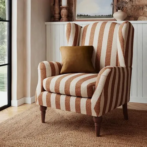 BOXED CHARNWOOD STRIPED BOUCLE OCCASIONAL ARMCHAIR - BUTTERSCOTH (1 BOX)