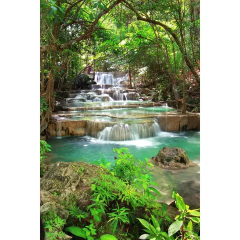 BOXED FOREST AND WATERFALL BY IMPAKPRO - WRAPPED CANVAS PRINT