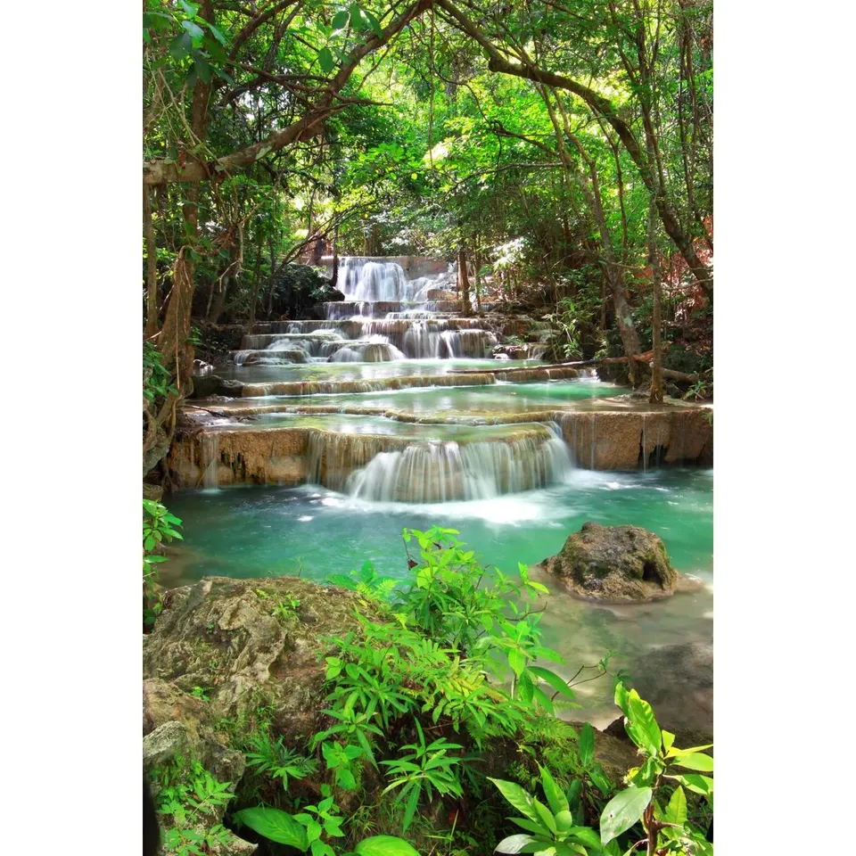 BOXED FOREST AND WATERFALL BY IMPAKPRO - WRAPPED CANVAS PRINT