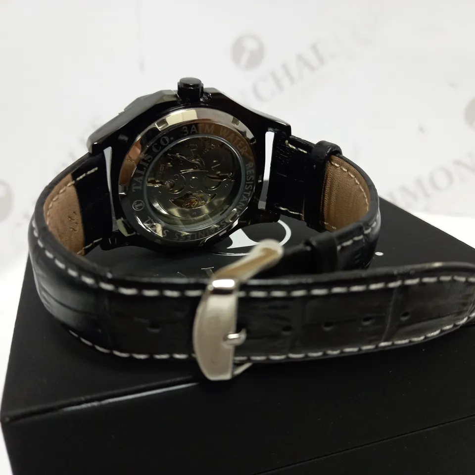 TALIS SKELETON LEATHER STRAP WRISTWATCH