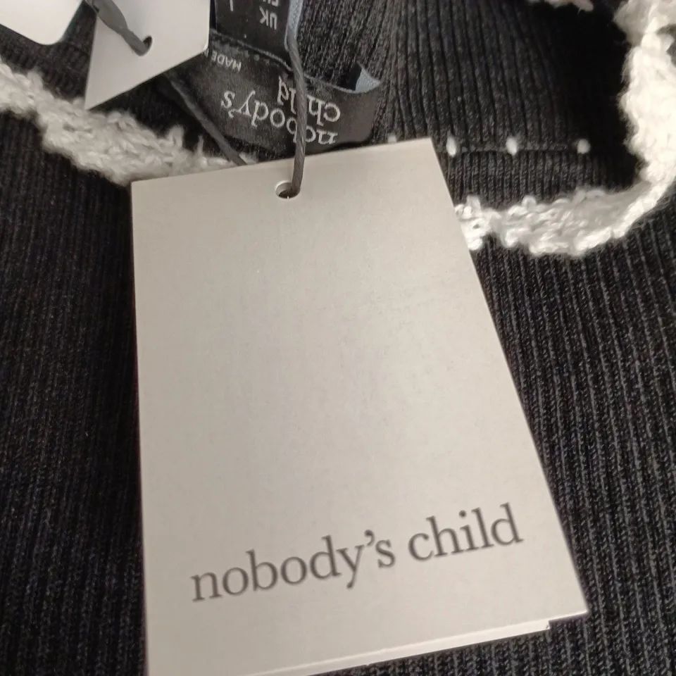 NOBODY'S CHILD CROCHET TRIM CAMI TOP - BLACK, UK L (EU L, USA L)