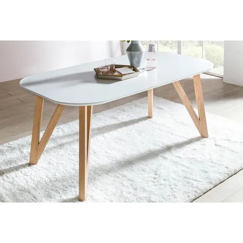 BOXED MADALYN DINING TABLE - WHITE/OAK (1 BOX)