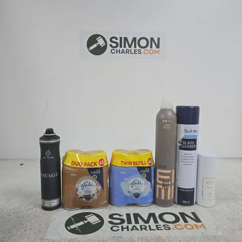 APPROXIMATELY 10 ASSORTED ITEMS INCLUDING JAWHARA BY MAISSA DEODORANT, BOHLE GLASS CLEANER AD WELLA NATURAL VOLUME EIMI