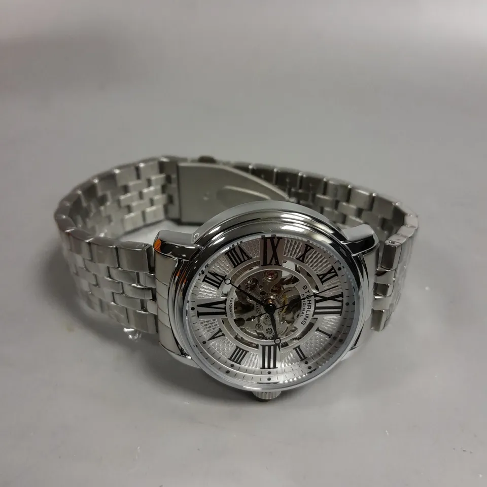 STUHRLING MENS AUTOMATIC SKELETON DIAL WATCH 