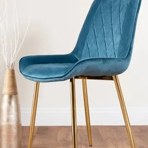 BOXED PAIR PALERMO VELVET MODERN DINING CHAIRS SET OF 2