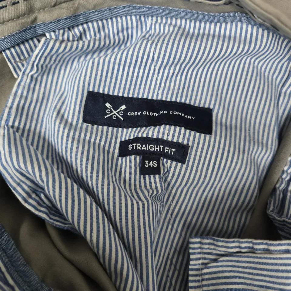 CREW CLOTHING COMPANY STRAIGHT CHINOS IN LIGHT GREY - 34S