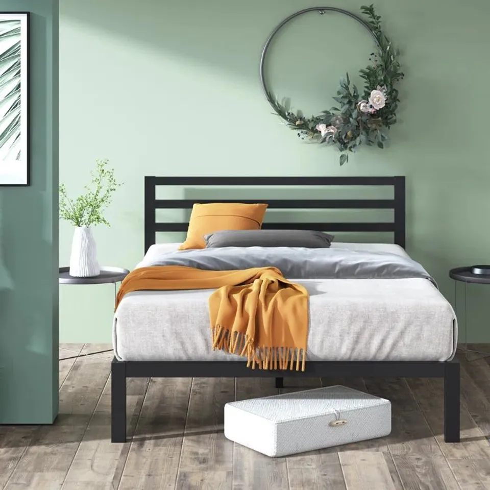 BOXED CHRISTIANO METAL BED FRAME WITH HEADBOARD // SIZE: KING (1 BOX)