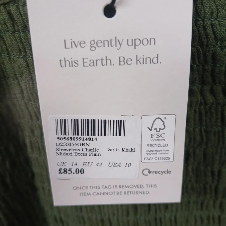 NOBODYS CHILD SLEEVELESS CHARLIE MIDAXI DRESS IN GREEN - UK 14