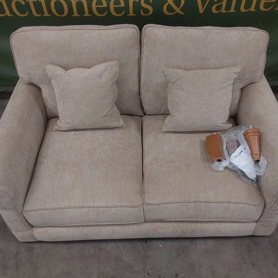 QUALITY DESIGNER WILLIAM FABRIC UPHOLSTERED 2 SEATER SOFA