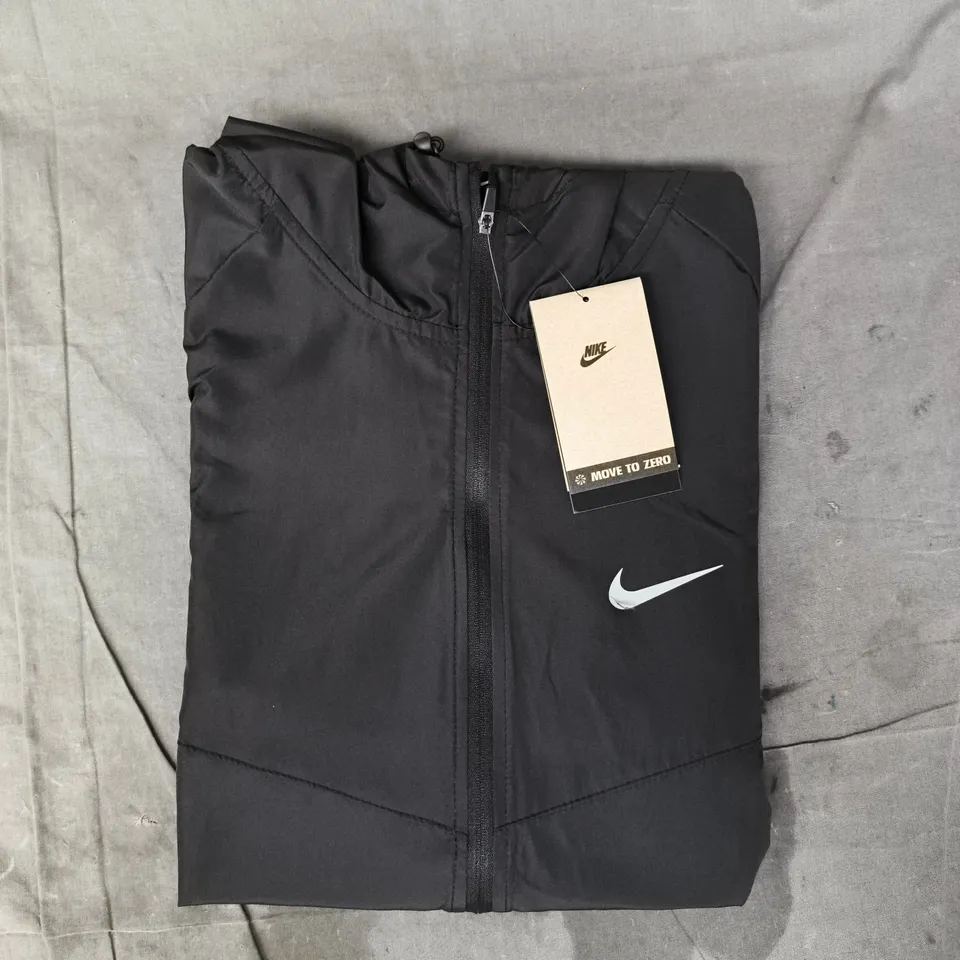 NIKE LONG SLEEVE HOODED ZIP-UP JACKET IN BLACK SIZE MEDIUM