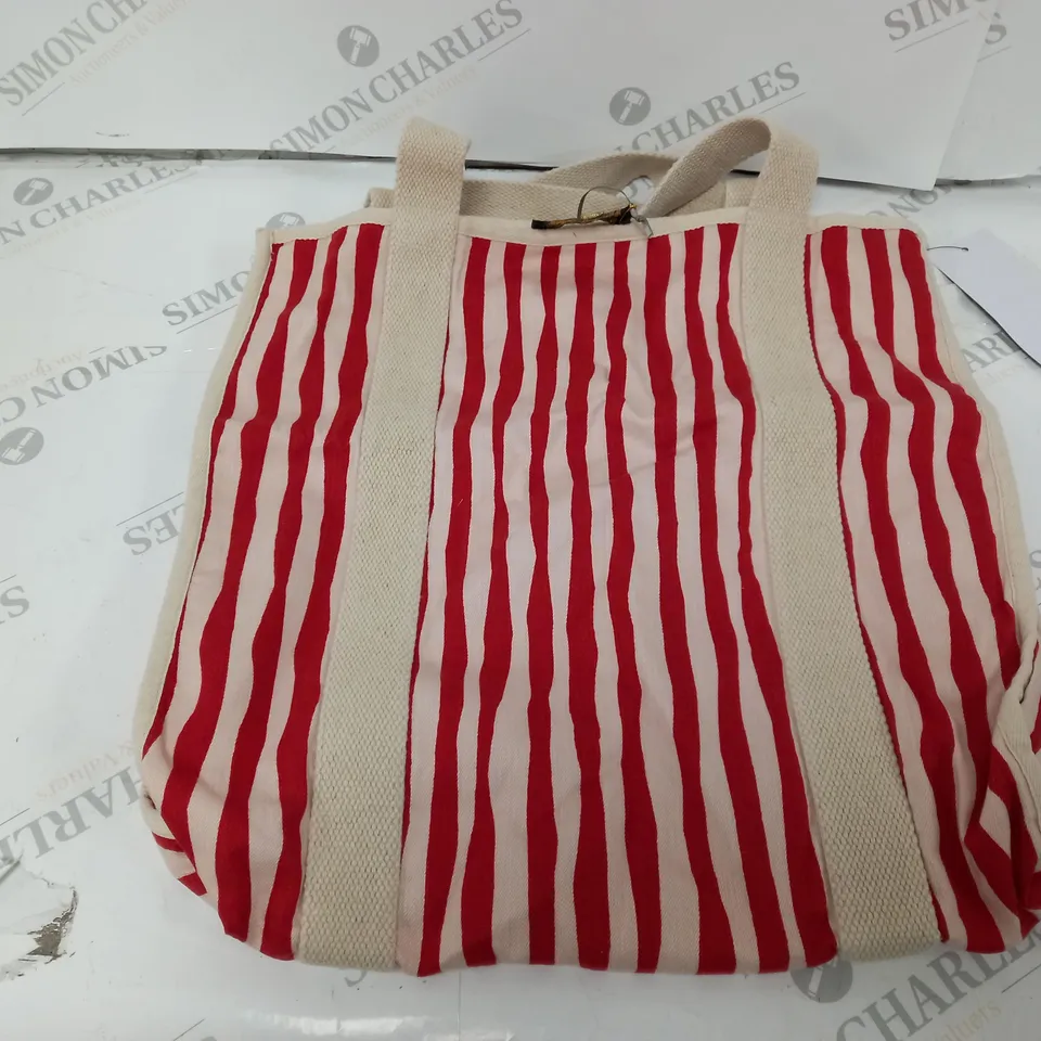 WYSE STRIPED BEACH TOTE BAG - RED/WHITE 