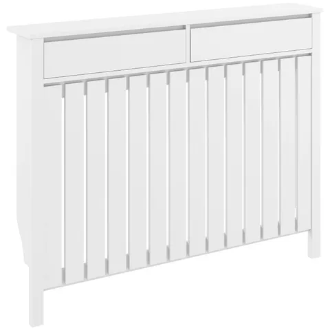 BOXED HOMCOM 93 X 119CM RUSTIC-LOOK RADIATOR COVER - WHITE