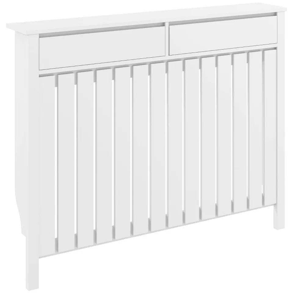 BOXED HOMCOM 93 X 119CM RUSTIC-LOOK RADIATOR COVER - WHITE