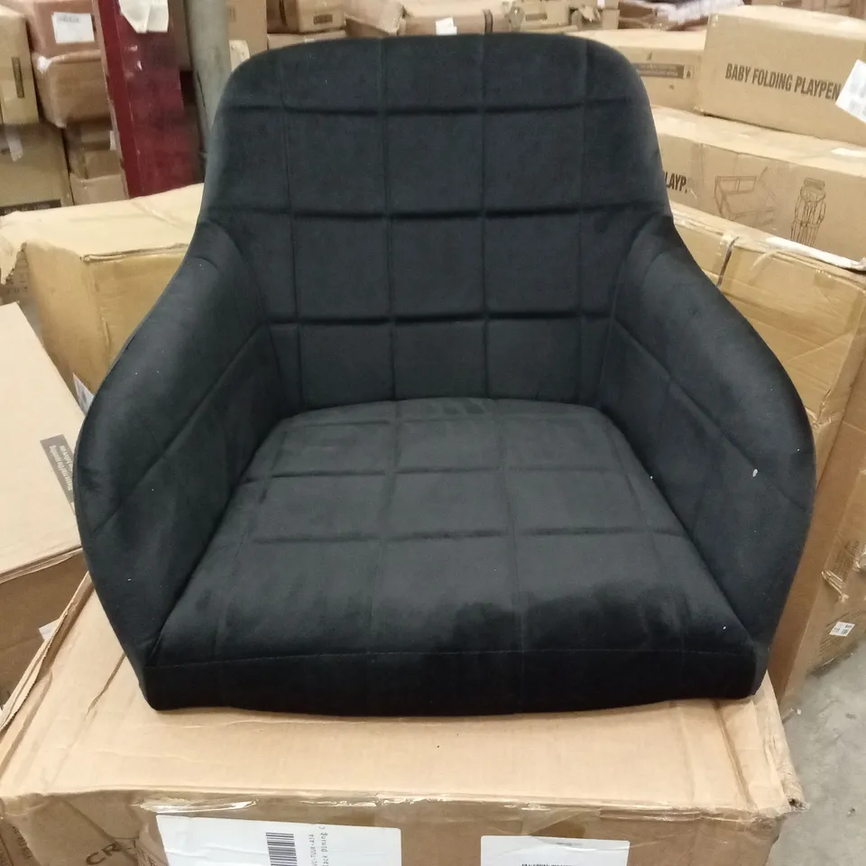 BOXED SET OF 2 BLACK VELVET DINING CHAIRS 