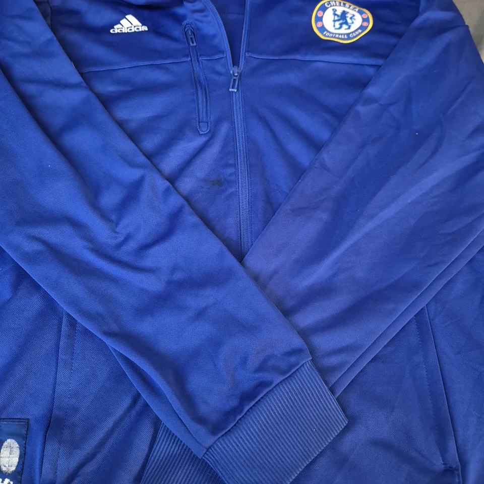 ADIDAS CHELSEA FOOTBALL CLUB LONG SLEEVE ZIP-UP JACKET IN BLUE SIZE LARGE